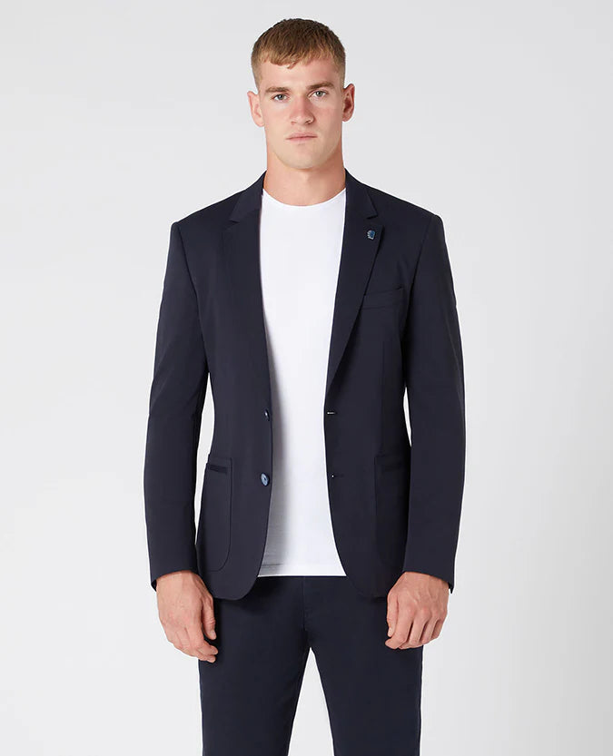 Jacket - Tapered Fit Cotton-Stretch Jersey Navy